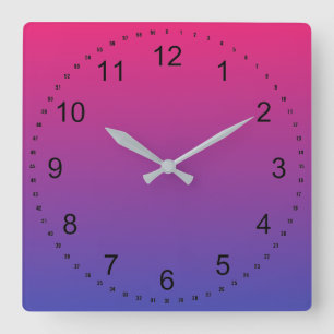 Reloj Cuadrado Colores de degradado rosa y púrpura
