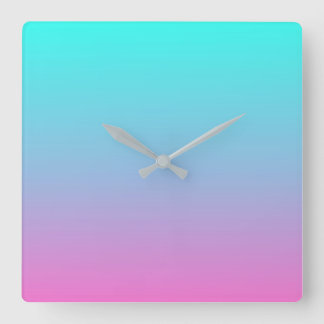 Reloj Cuadrado Colores de sirena color rosa degradado aqua gris o