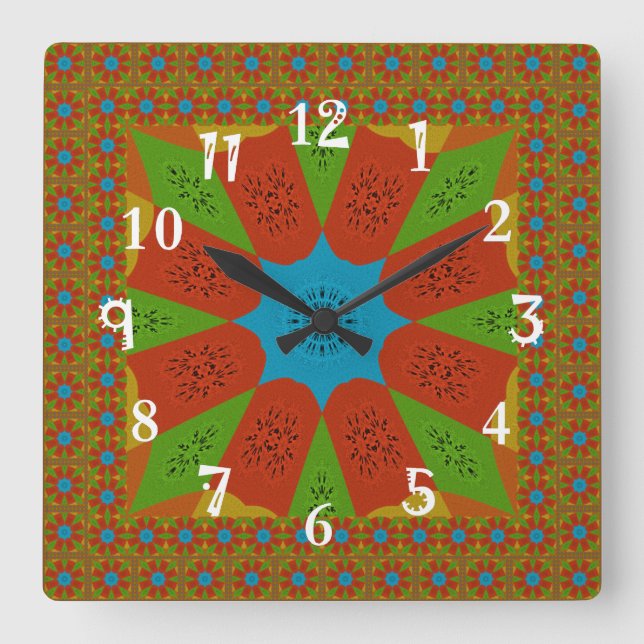 Reloj Cuadrado Colores femeninos africanos asombrosos hermosos (Anverso)