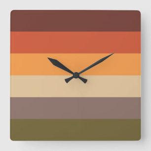 Reloj Cuadrado Colores otoñales - Naranja Rojo Marrón amarillo Ta