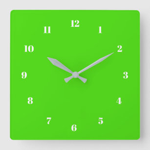 Reloj Cuadrado Colores personalizados Números Fuente Neon Green W