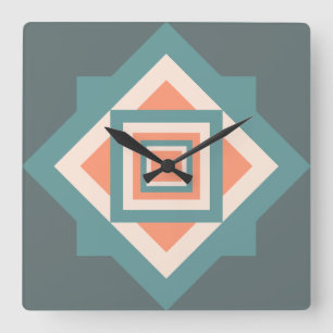 RELOJ CUADRADO COLORES VIEJOS DE PAÍSES DE VINTAGE