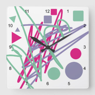 Reloj Cuadrado Colores vintage de los años 80 salpican a chica de