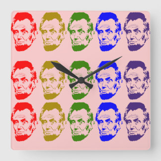 Reloj Cuadrado Colorful Abe Lincoln Wall Clock Peach