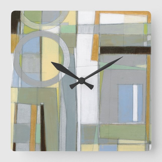 Reloj Cuadrado Colorful Abstract Geometric Shapes (Anverso)