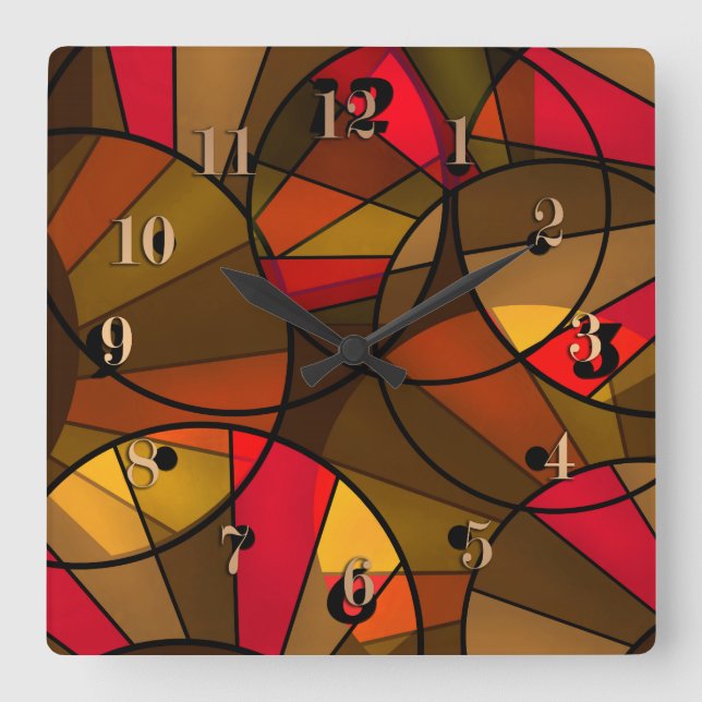 Reloj Cuadrado Colorful abstract pattern square wall clock (Anverso)