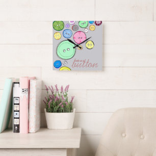 Reloj Cuadrado Colorful Buttons Illustration