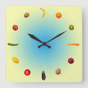Reloj Cuadrado Colorful Clock with vegetables and fruits