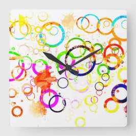 Reloj Cuadrado Colorful drink rings