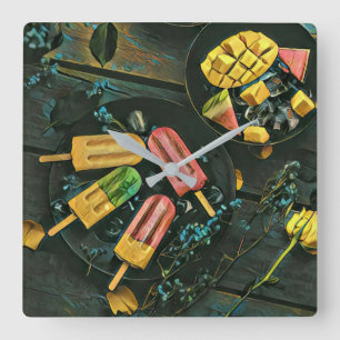 Reloj Cuadrado Colorful ice cream cone popsicle
