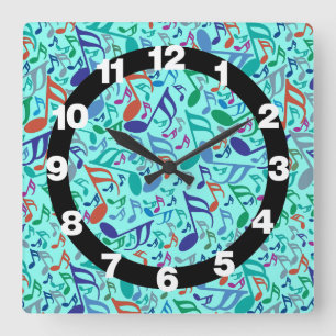 Reloj Cuadrado Colorful Music Notes