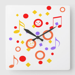 Reloj Cuadrado Colorful Music Notes
