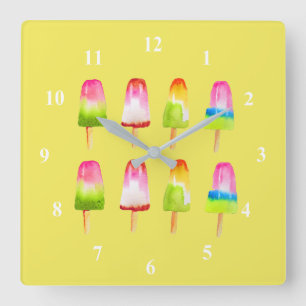 Reloj Cuadrado Colorful popsicle ice-block Summer art
