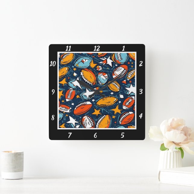 Reloj Cuadrado Colorful Star Football  (Hogar)