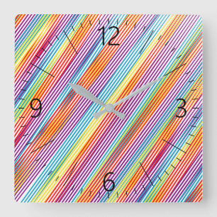 Reloj Cuadrado Colorful strips pattern