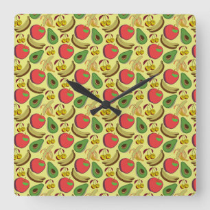 Reloj Cuadrado Colorful tropical fruit seamless pattern