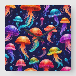 Reloj Cuadrado Colorida medusa