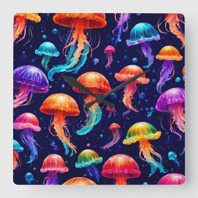 Reloj Cuadrado Colorida medusa (Anverso)