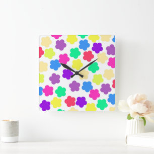 Reloj Cuadrado Colorida negrita Y2K Flor silvestre vibrante decor