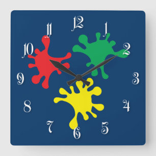 Reloj Cuadrado Coloridas manchas de tinta