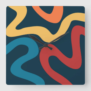 Reloj Cuadrado Coloridas ondas abstractas