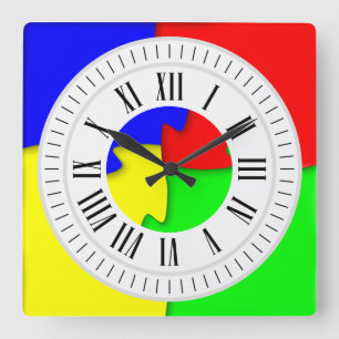 Reloj Cuadrado Coloridas piezas de rompecabezas de rompecabezas H