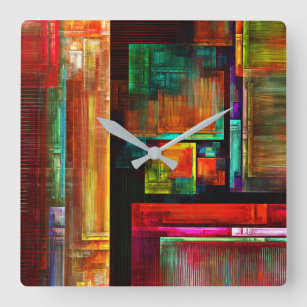 Reloj Cuadrado Coloridas plazas Patrón de arte abstracto moderno 
