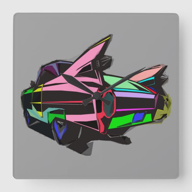 Reloj Cuadrado Colorido cadillac (Anverso)