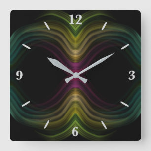Reloj Cuadrado Colorido Groovy Patrón Psicodélico Resumen Arte