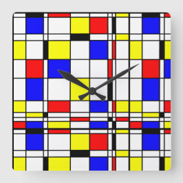 Reloj Cuadrado Colorido Minimalista mondrino De Stijl Arte modern