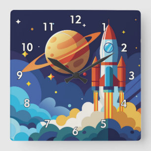 Reloj Cuadrado Colorido Personalizado de la nave espacial Spacesh