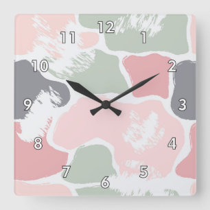 Reloj Cuadrado Colorido Resumen Pintado Pastel Blogs