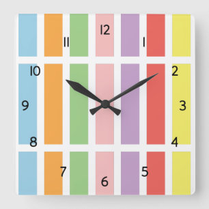Reloj Cuadrado Coloridos Hues Pastel
