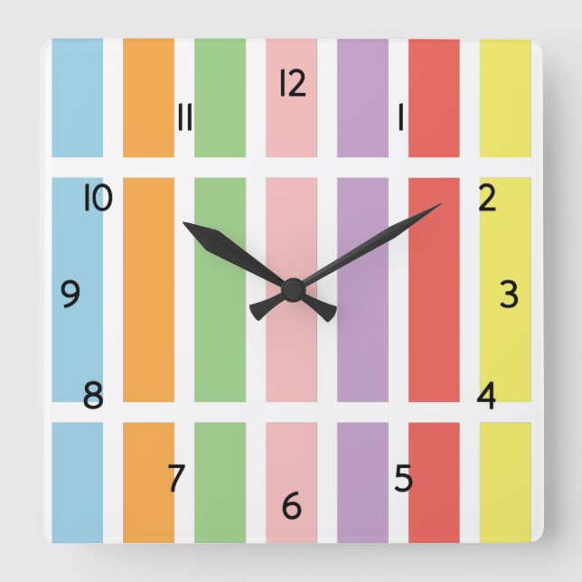 Reloj Cuadrado Coloridos Hues Pastel (Anverso)