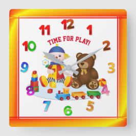 Reloj Cuadrado Colourful Rag Doll and Teddy Nursery