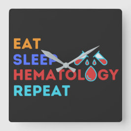 Reloj Cuadrado COME REÍR HEMATOLOGÍA REPETIR - #lablife