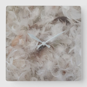 Reloj Cuadrado Comforter Bird Feathers Photography Elegant