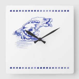 Reloj Cuadrado Comfy Toalla Kitty Cat Baño Toile Aspecto