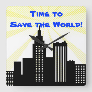 Reloj Cuadrado Comic Book Wall Clock Super Hero Boys Bedroom