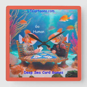 Reloj Cuadrado Comic De Juego De Cartas "Go Fish" De Rick London 