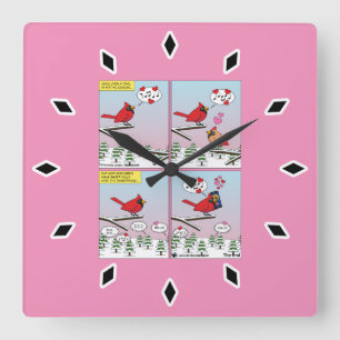 Reloj Cuadrado Cómic De Modernas Llamadas A La Aparición De Aves
