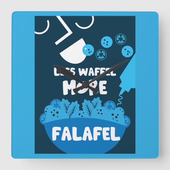Reloj Cuadrado Comida callejera de Falafel (Anverso)