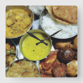 Reloj Cuadrado Comida vegetariana india