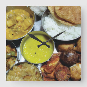 Reloj Cuadrado Comida vegetariana india