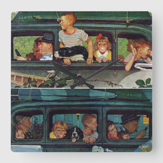 Reloj Cuadrado Coming and Going by Norman Rockwell (Anverso)