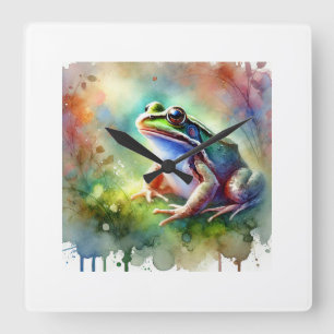 Reloj Cuadrado Common frog 131024AREF112 - Watercolor