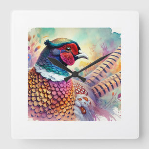Reloj Cuadrado Common Pheasant 170724AREF133 - Watercolor