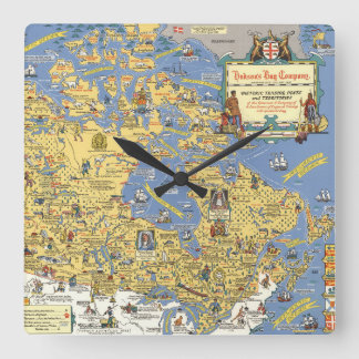 Reloj Cuadrado Compañía de la bahía del Hudson - mapa de Canadá