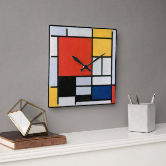 Reloj Cuadrado Composición abstracta vintage de Piet Mondrian