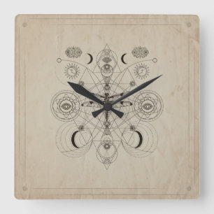 Reloj Cuadrado Composición de la geometría sagrada de la libélula